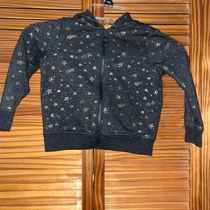 Cat & Jack Dark Gray Star Full Front Zip Hooded Sweatshirt Jacket‎ 3T